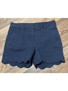J.McLaughlin Navy Blue Scalloped Hem Cotton Blend Womens Shorts Size 0